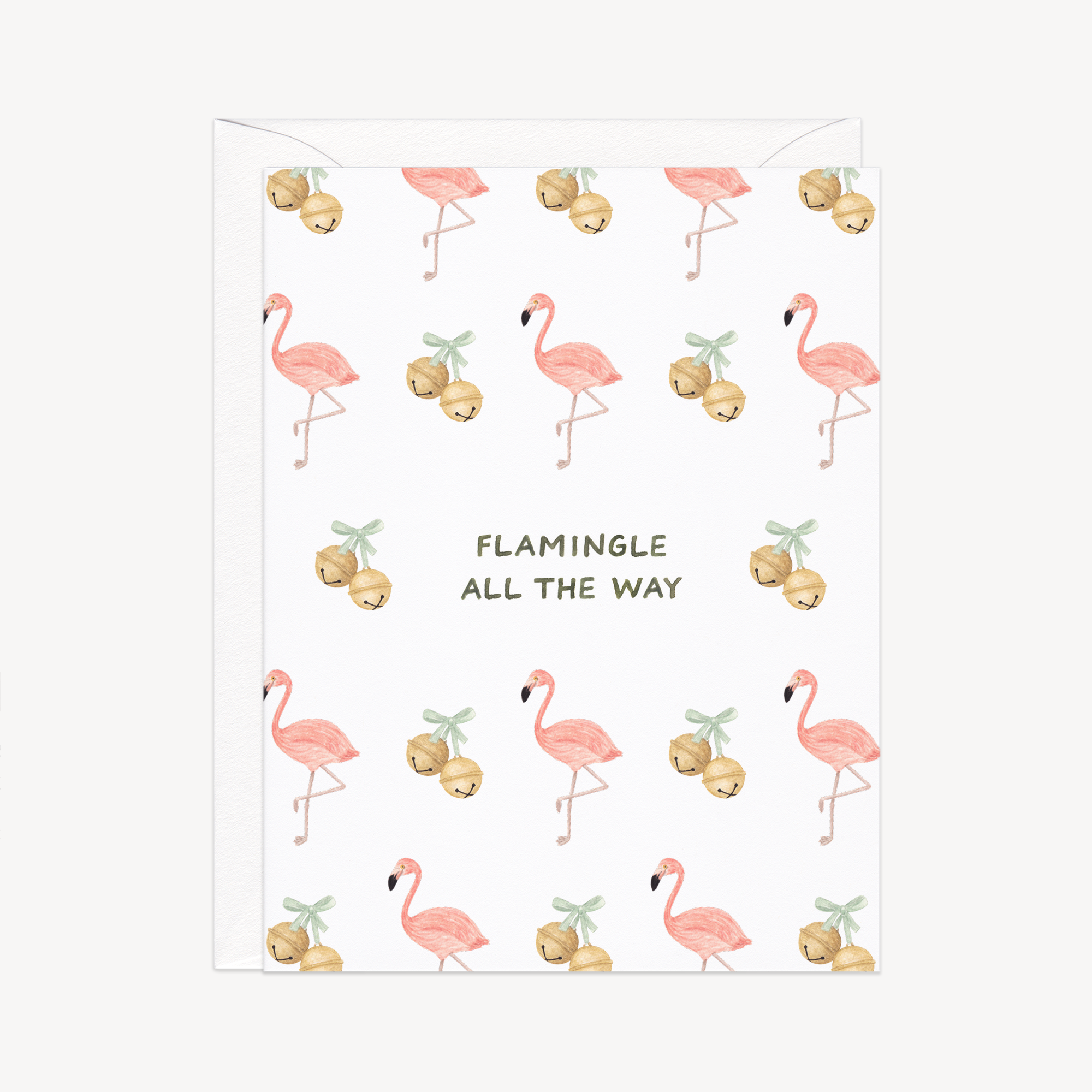 Flamingle All The Way Holiday Card