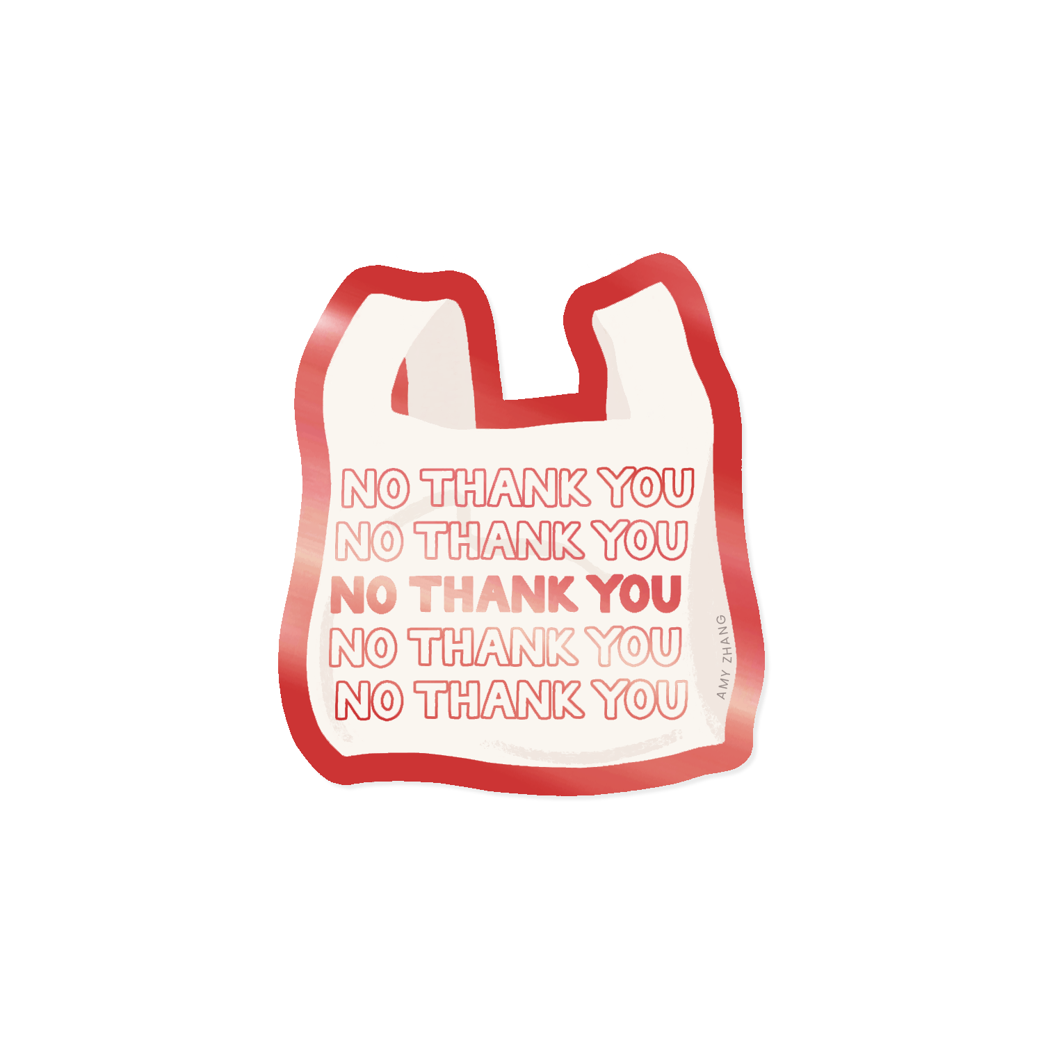 No Thank You Shopping Bag Sticker With Mirror Effect