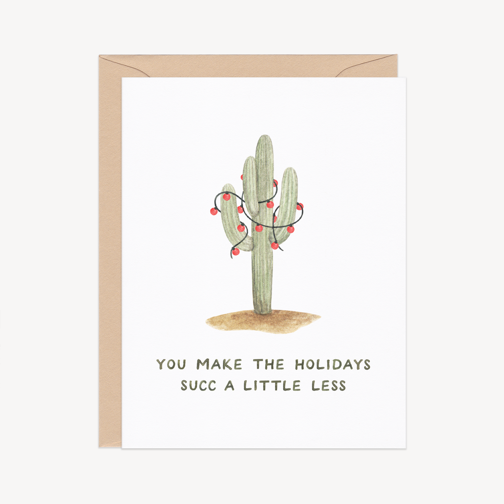 Succ A Little Less Cactus Holiday Card