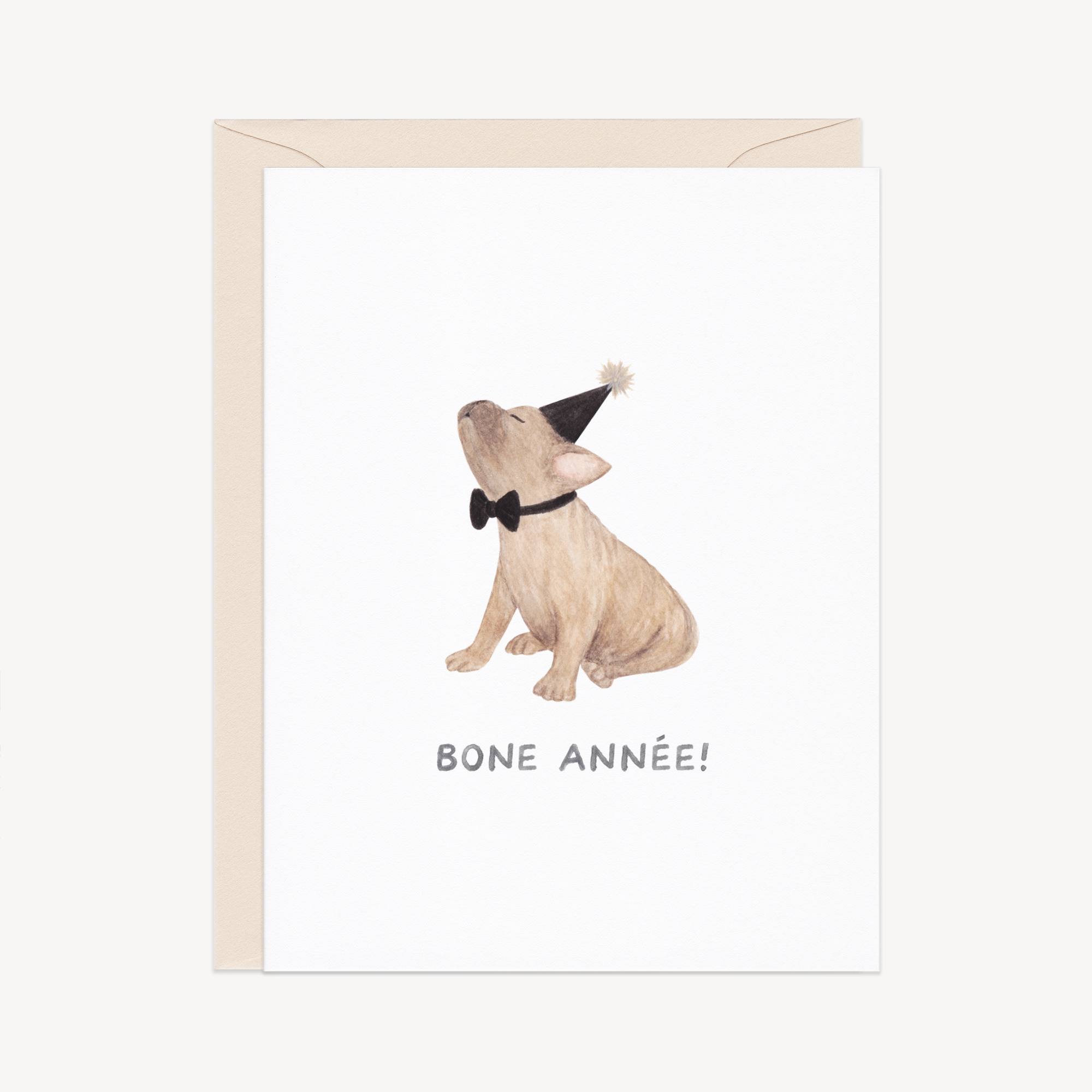 Bone Année Frenchie New Year&#39;s Card