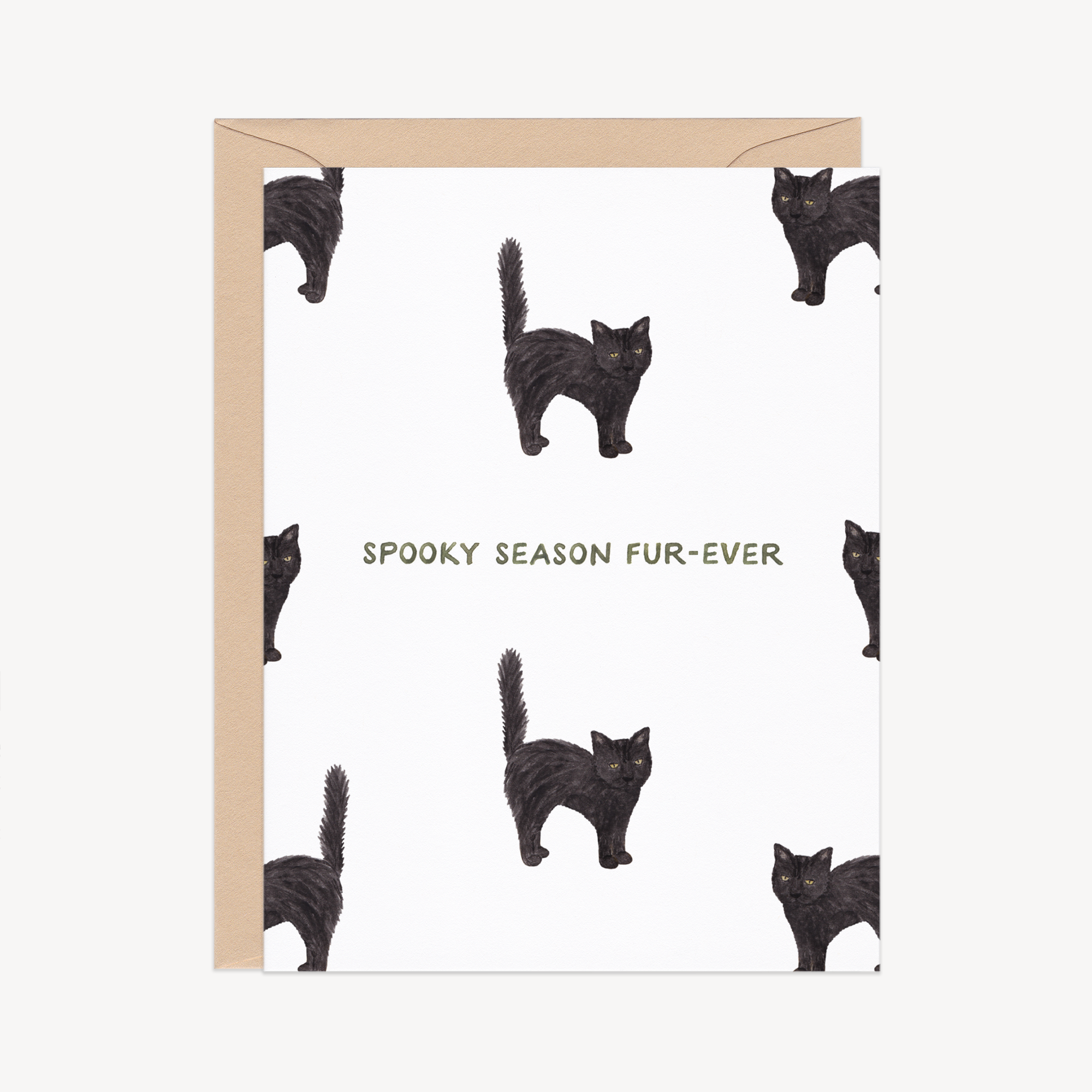 Spooky Season Fur-ever Black Cat Halloween Card