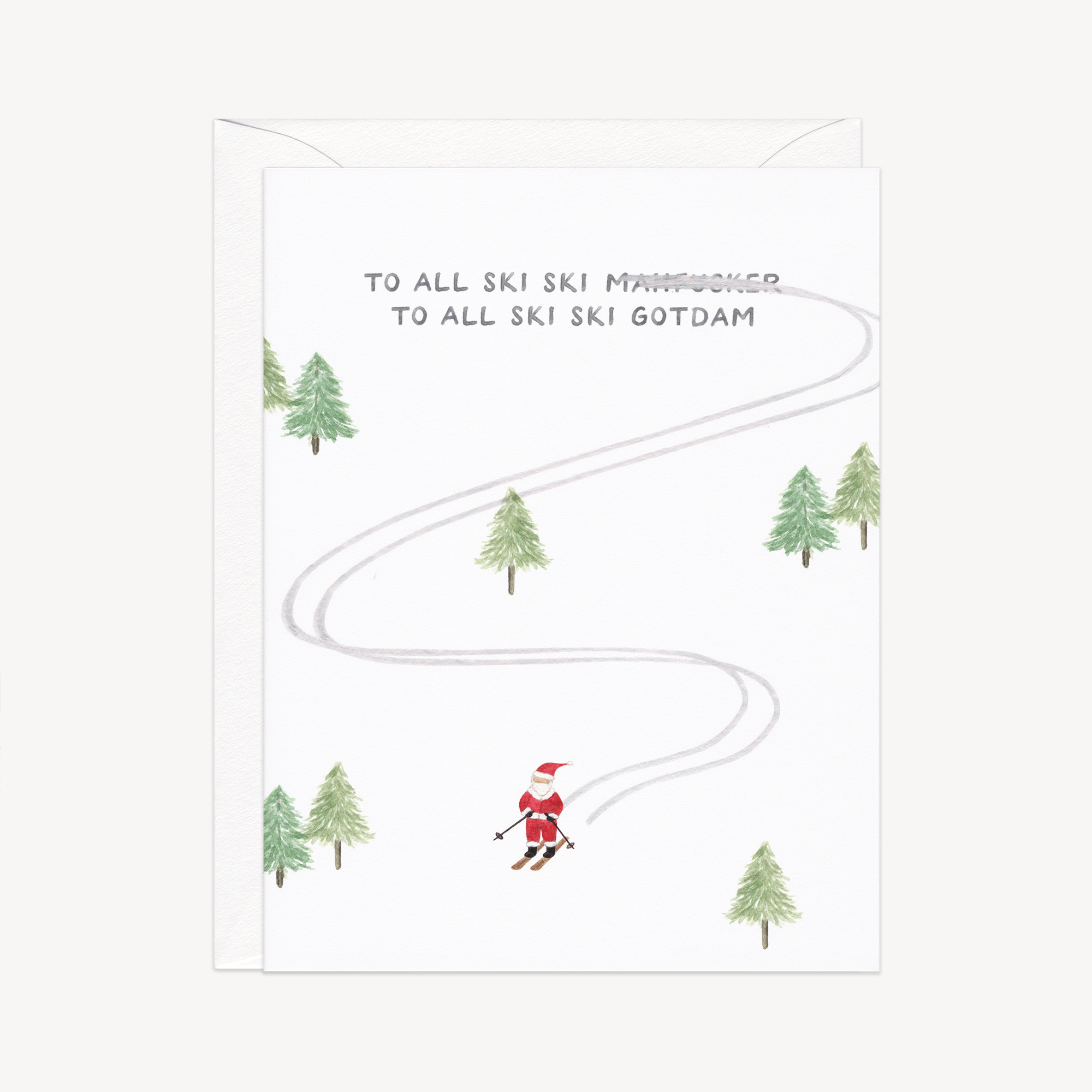 Ski Ski Santa Holiday Card